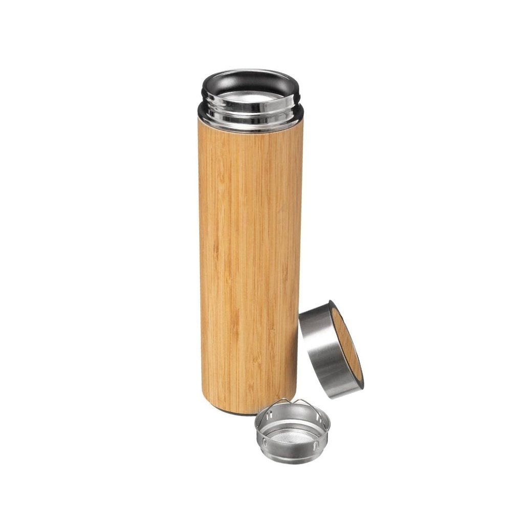VASO TÉRMICO DOBLE PARED 500ML CON RECUBRIMIENTO DE BAMBOO