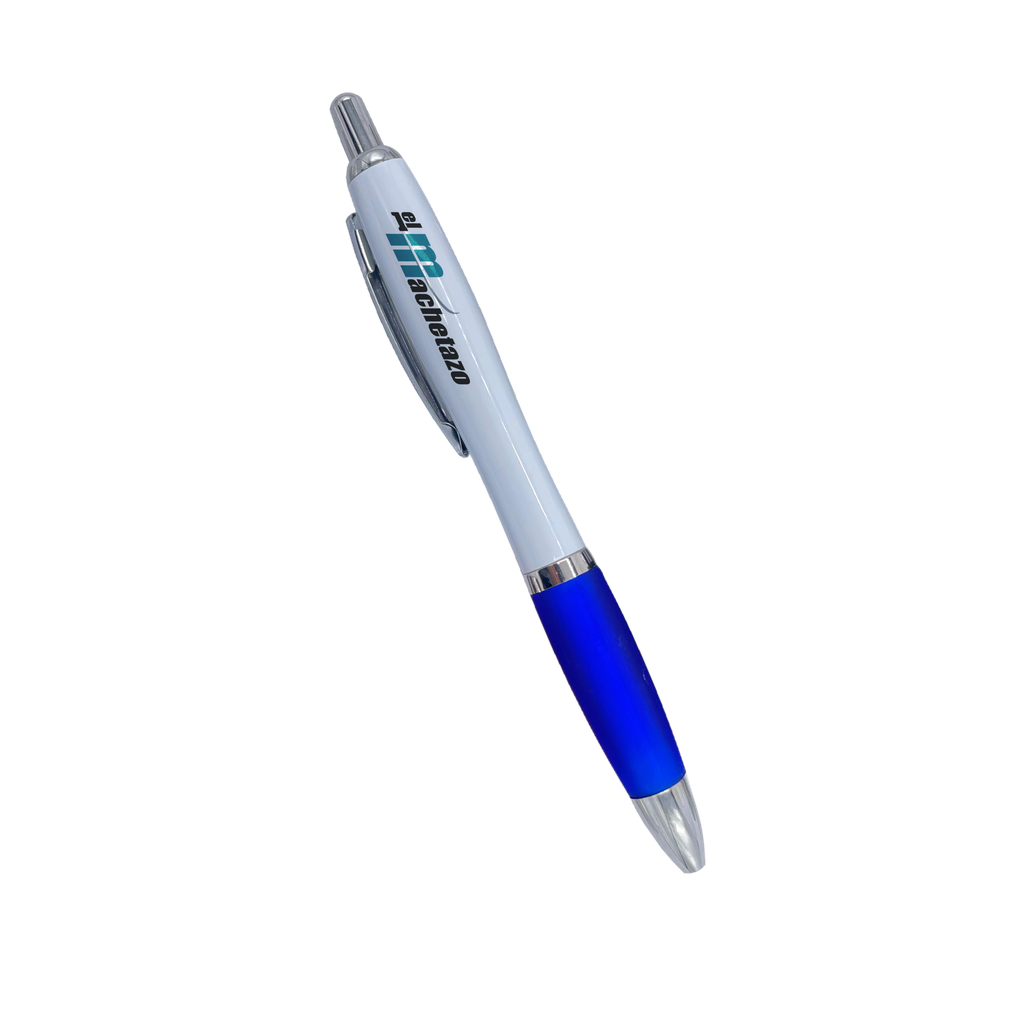 BOLÍGRAFO GRIP DE COLOR Y CILINDRO BLANCO PLÁSTICO