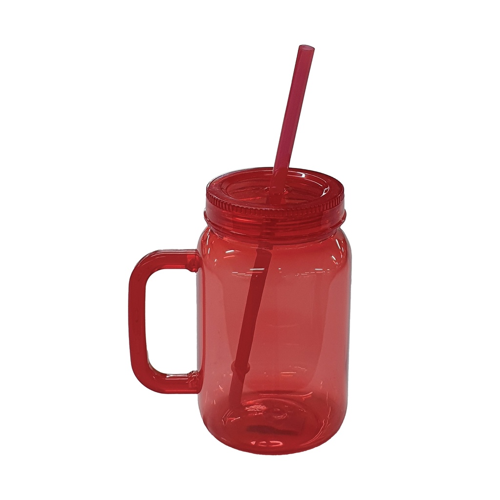 MANSON JAR PLÁSTICOS CON TAPA Y CARRIZO 18OZ