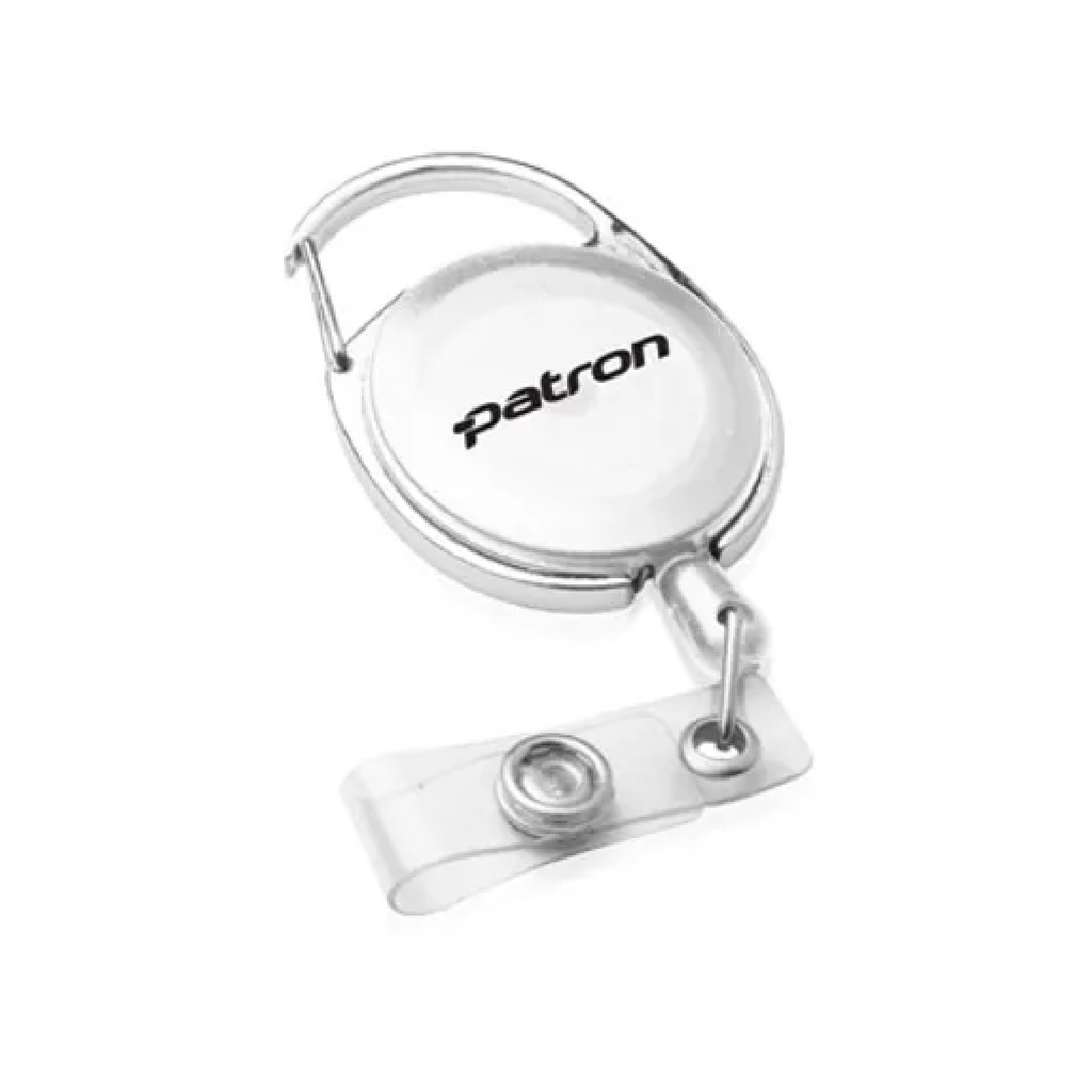 PORTA IDENTIFICACIÓN OVALADO CON CLIP CARABINER