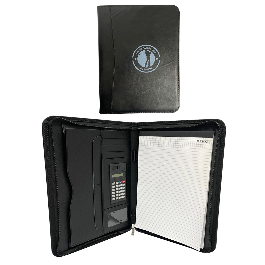 PADFOLIO DE CUERINA CON CALCULADORA Y ZIPPER