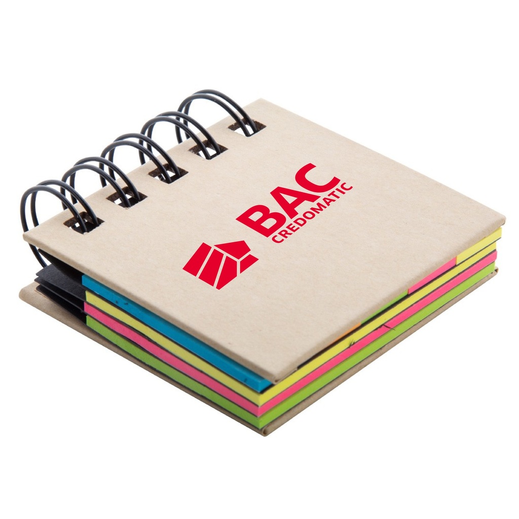 LIBRETA MINI DE CARTÓN ANILLLADA CON POST IT DE COLORES