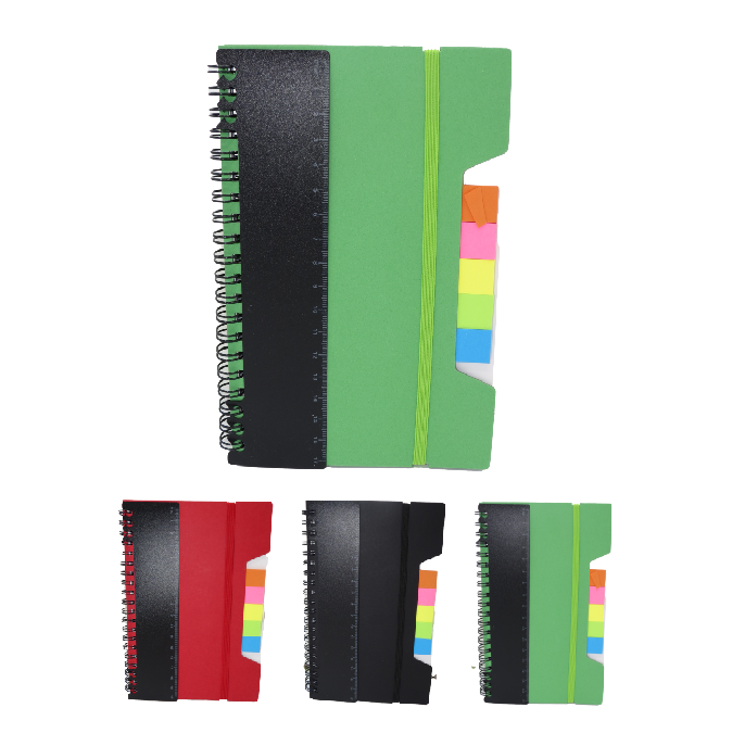 LIBRETA ESPIRAL CON POST IT Y REGLA 5´´X7´´