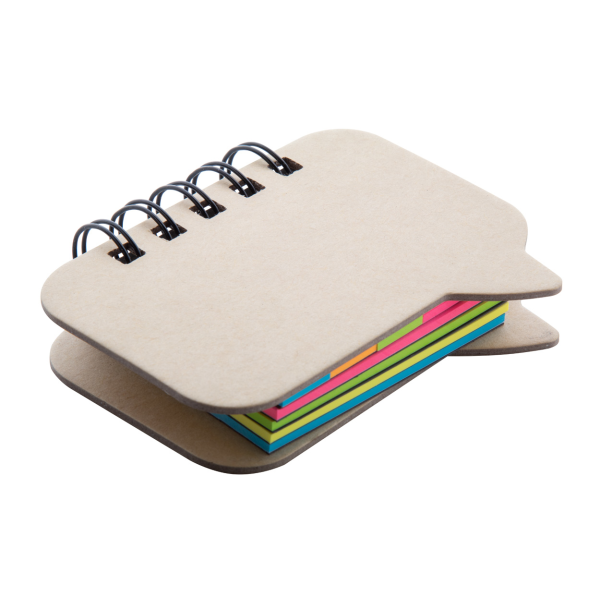 SET DE POST IT EN 4 COLORES (CAPAS) Y BANDERITAS ADHESIVAS EN ESTUCHE RECICLADO NATURAL ESPIRAL