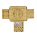 TABLA DE BAMBOO CON BANDEJAS EN COSTADOS Y SET DE 4 UTENSILIOS
