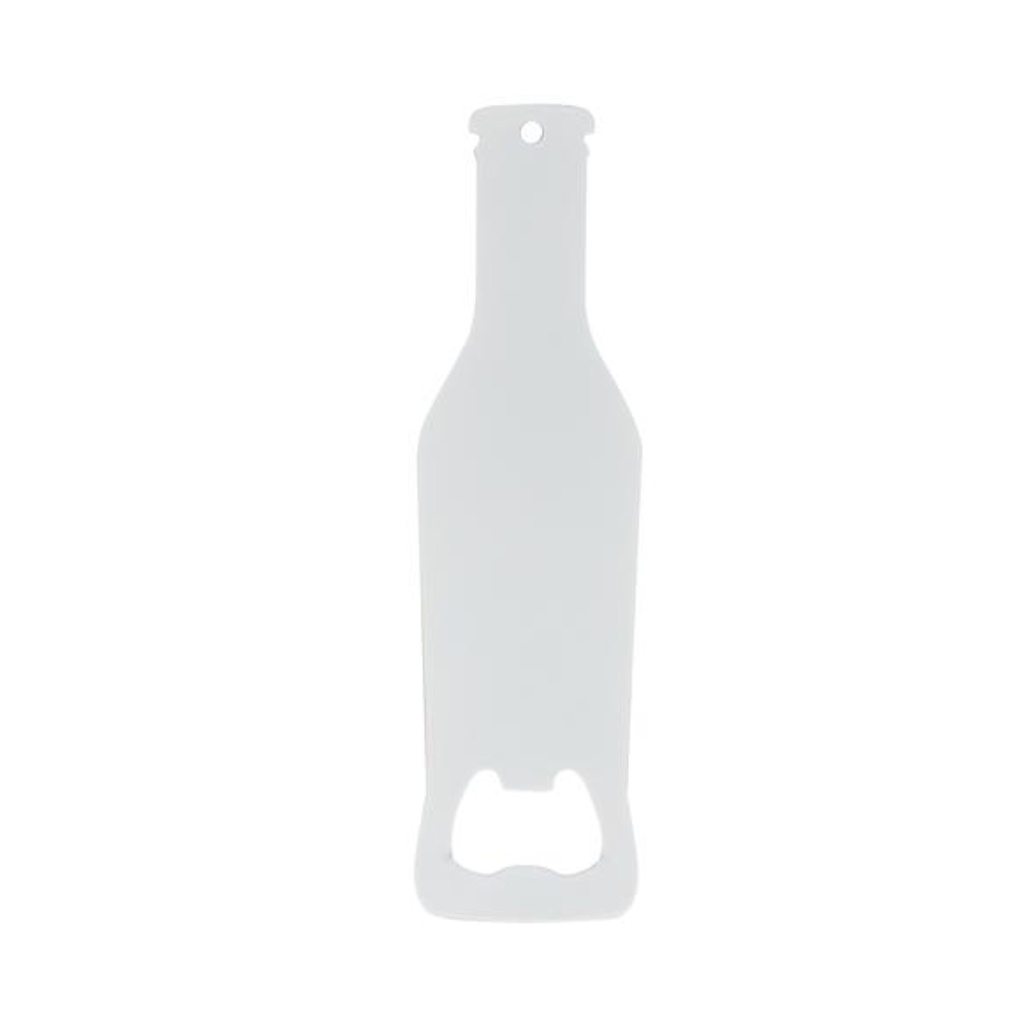DESTAPADOR BLANCO FORMA DE BOTELLA DE ACERO 4X14CM