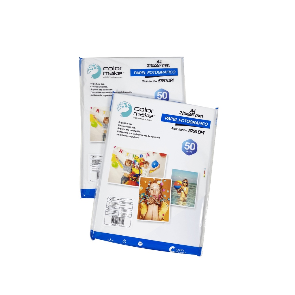 PAPEL FOTOGRÁFICO D/C GLOSSY COLORMAKE