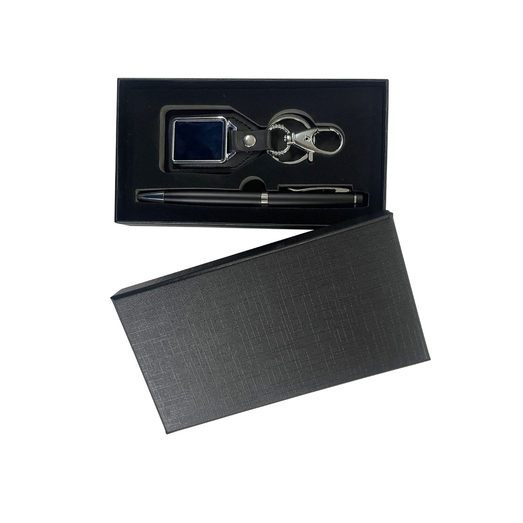 SET DE LLAVERO Y PLUMA CON CAJA DE CARTÓN