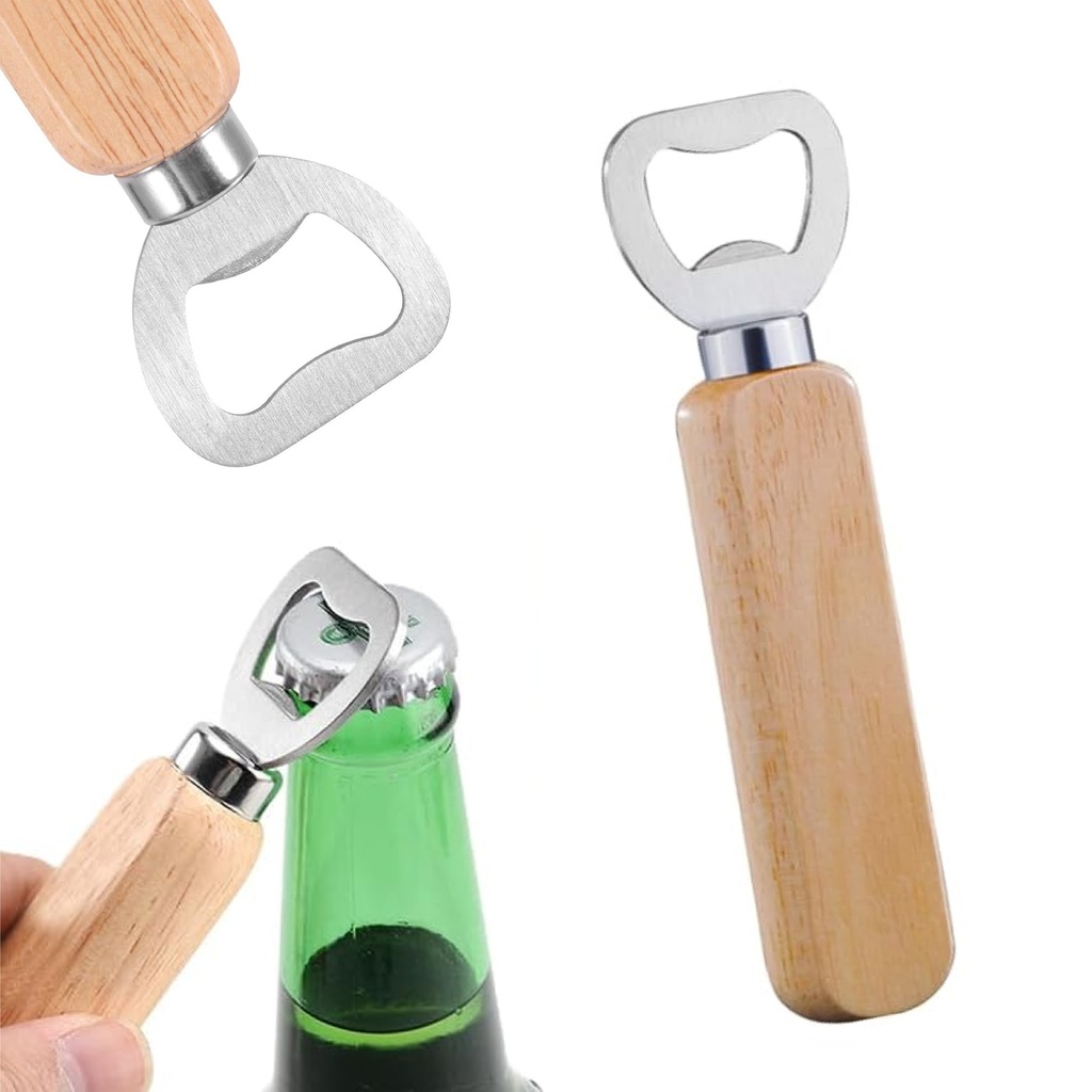 ABRIDOR DE BOTELLA MANGO DE MADERA