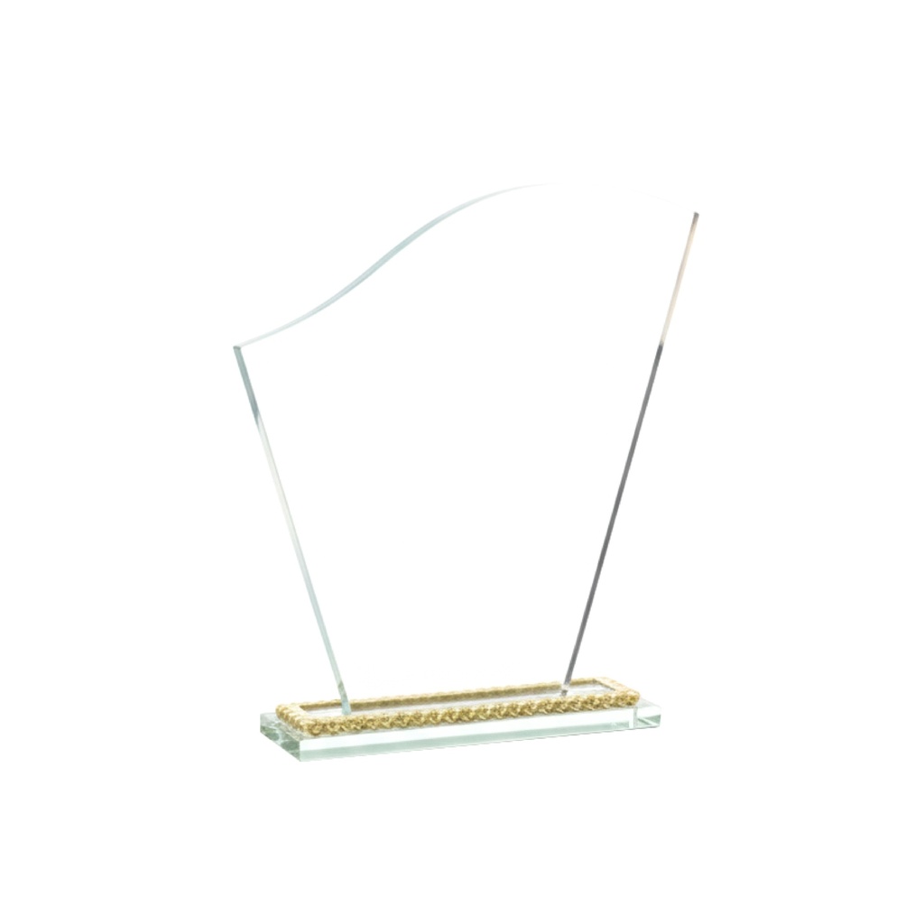 TROFEO DE CRISTAL CON BASE DE DETALLES DORADOS