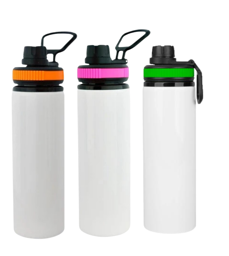 BOTELLA BLANCA TAPA ROSCABLE CON COLOR 750ML.