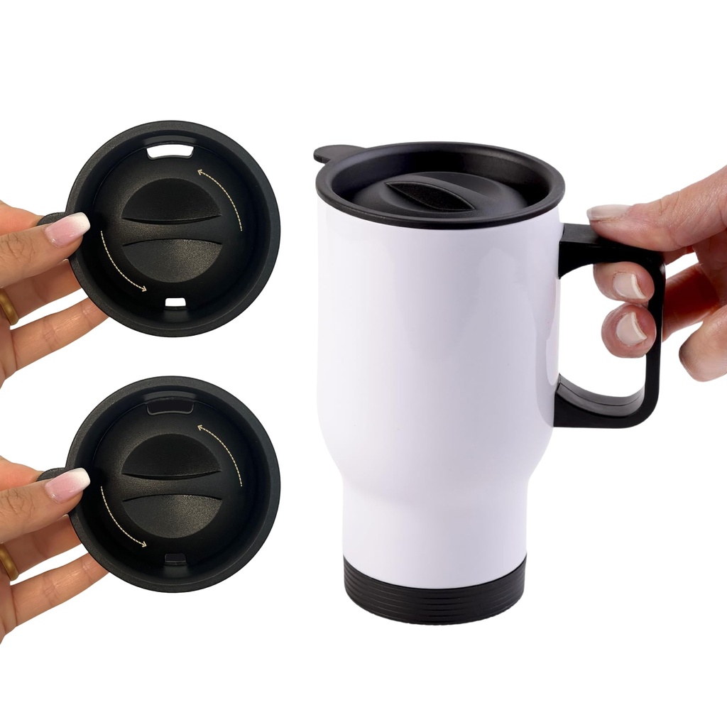 VASO CON ASA TÉRMICO Y TAPA CON CIERRE GIRATORIO 420ML