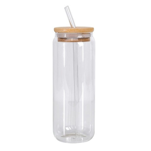 [86406] VASO DE VIDRIO 460ML CON TAPA DE BAMBOO