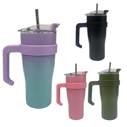 [SV-ST-695-2T] TERMO DE METAL CON CARRIZO Y MANIJA 850ML