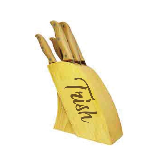 [PR-1276] SET DE 5 CUCHILLOS DE MADERA CON BASE