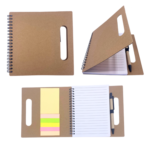 [BMARK-071] LIBRETA DE CARTÓN 7.5X7.5” CON AGARRADERO, POST IT Y BLOCK DE NOTAS
