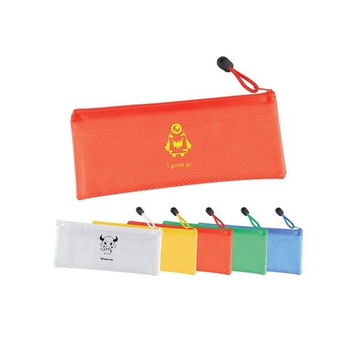 [PR-1311] CARTUCHERA PLÁSTICA TRASLUCIDA EN MATERIAL PVC CON INTERIOR DE MALLA, CIERRE DE ZIPPER RESISTENTE