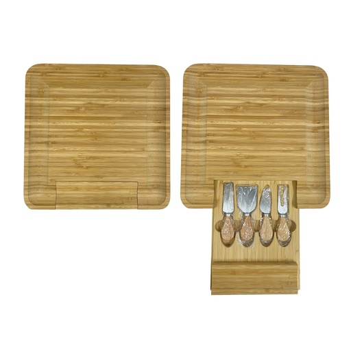 [BMARK-065] TABLA DE BAMBOO CON 4 UTENSILIOS