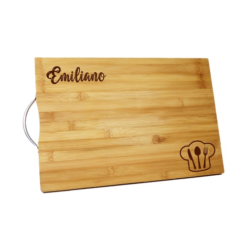 [32493] TABLA DE PICAR MADERA CON MANGO 30x40