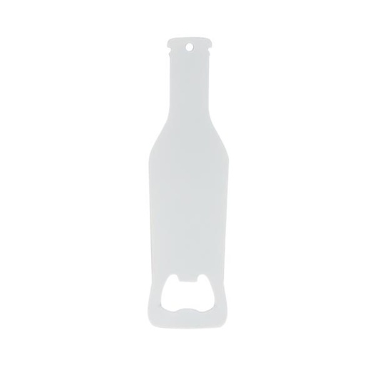 [AA0018] DESTAPADOR BLANCO FORMA DE BOTELLA DE ACERO 4X14CM