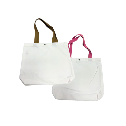 [JINA] BOLSO CON ASA DE COLOR, CANVA BLANCO 30X35X8CM