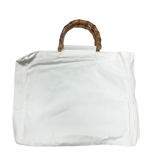 [I468WH] BOLSO ASA BAMBU CANVA BLANCO 34X38X8CM SUBLIMABLE