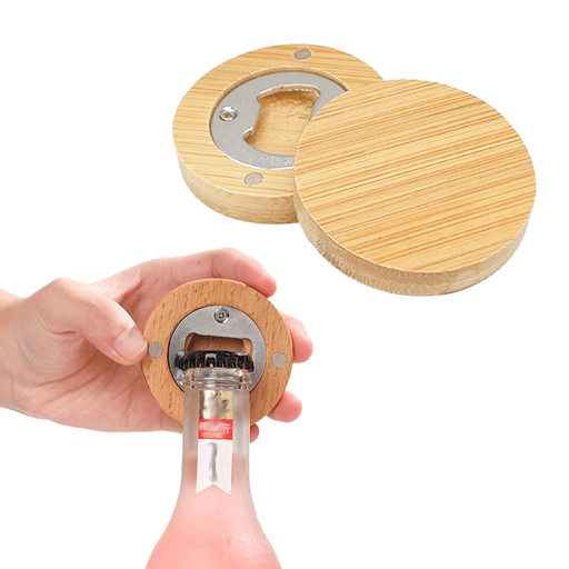 [BMRK-156] ABRIDOR DE BOTELLA REDONDO MADERA CON IMÁN