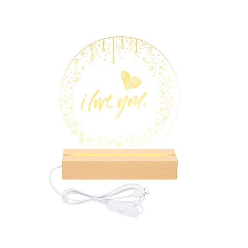 [BM-160] LÁMPARA CON BASE DE MADERA RECTANGULAR