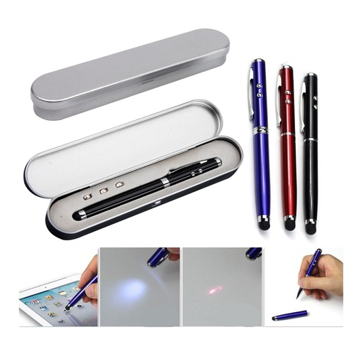 [BM-506] CAJA CON BOLÍGRAFO 4 EN 1 MULTIFUNCIONAL (INCLUYE 3 PILAS)