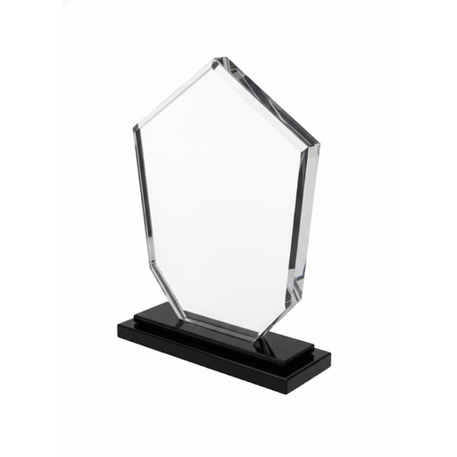 [BM-325] TROFEO DE CRISTAL HEXAGONAL CON BASE NEGRA