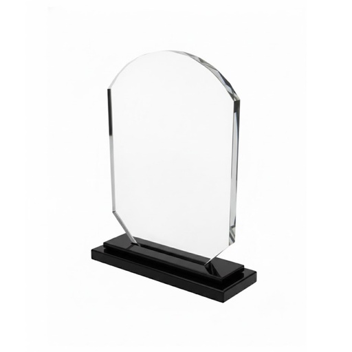 [BM-326] TROFEO DE CRISTAL TOPE DE ARCO Y BASE NEGRA