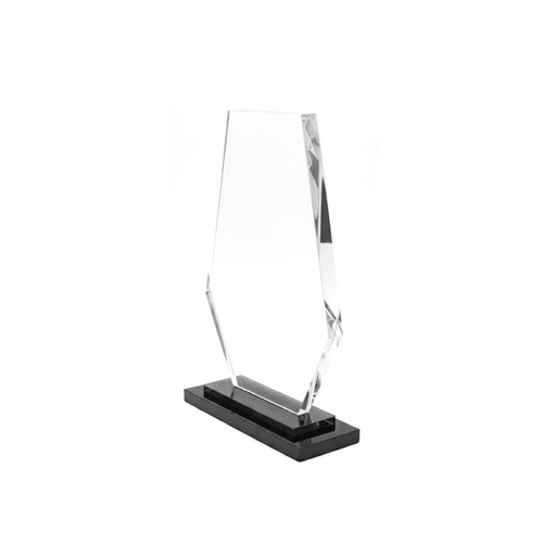 [BM-327] TROFEO DE CRISTAL FORMA NOCK DE FLECHA BASE NEGRA